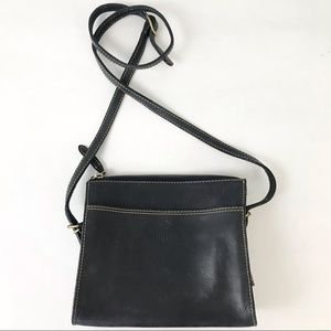 Vintage ESPRIT 80s 90s Leather Crossbody Bag Blue